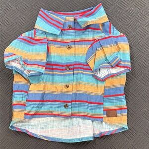 NWT Top Paw Multicolor Striped Button Down Dog Shirt size M small breed